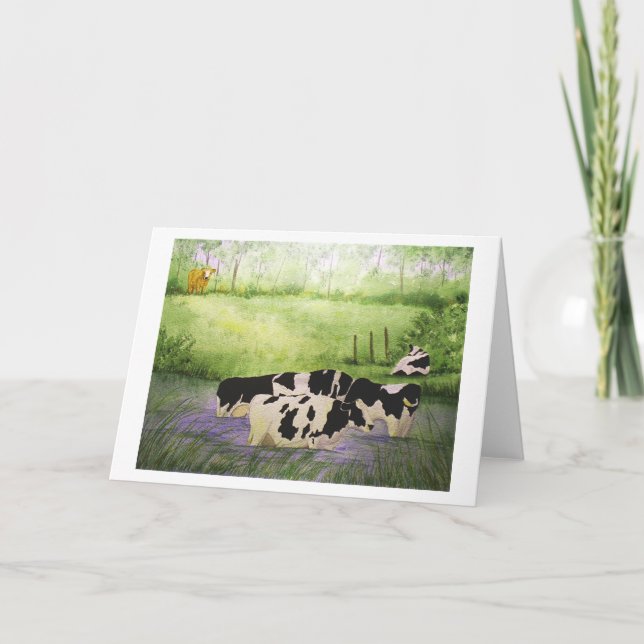 Farm Cows Blank Greeting Card (Front)