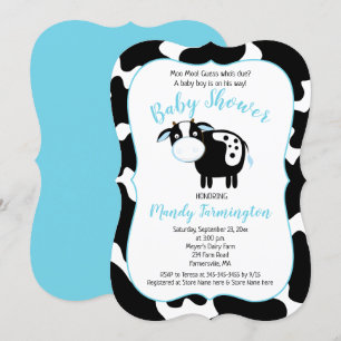 Farm Dairy Cow Boy Baby Shower Invitation
