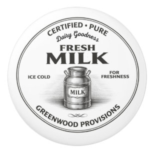 Farm Dairy Label Vintage Typography Ceramic Knob