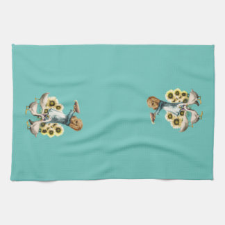 Farm Dog Feeding the Ducks Tea Towel