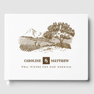 Farm Drawing Rustic Wedding  Guest Book