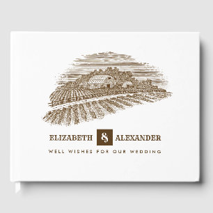 Farm Drawing Rustic Wedding  Guest Book
