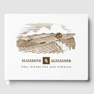 Farm Drawing Rustic Wedding Guest Books