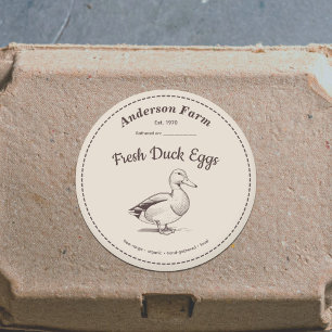 Farm Duck Eggs Label Brown Sticker