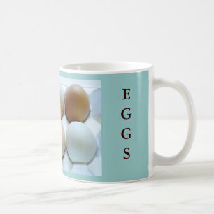 Farm Eggs. Blue and Brown Design Coffee Mug