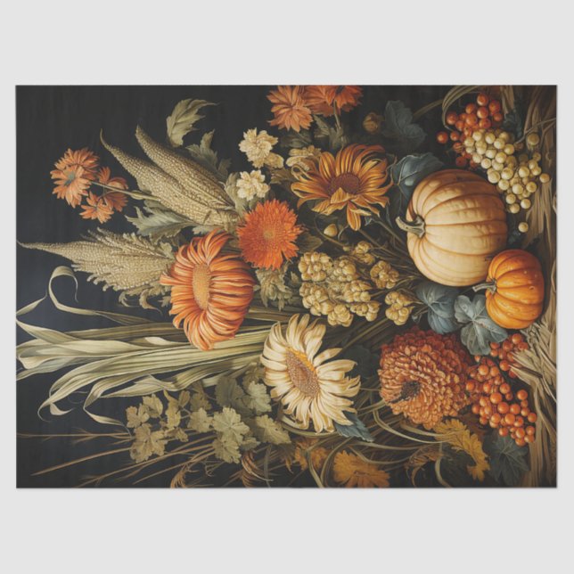 Farm Fall Autumn Pumpkin Decoupage Tissue Paper (Front)