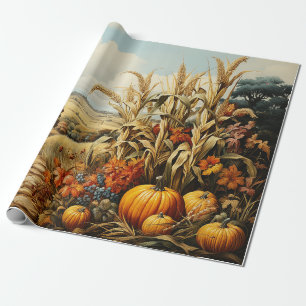 Farm Fall Autumn Pumpkin Decoupage Wrapping Paper