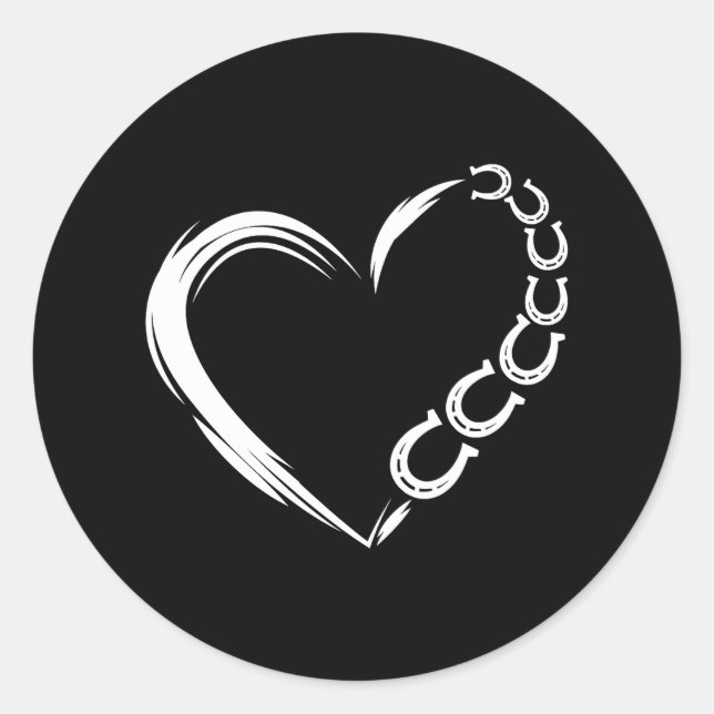 Farm Farmer Horseshoe Heart Pony Horse Riding Classic Round Sticker (Front)