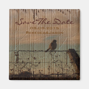 Farm fence bird western barn wedding save the date magnet