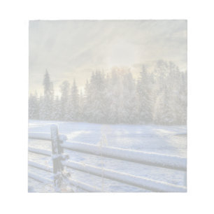 Farm Field in Winter Snow at Sunrise Notepad