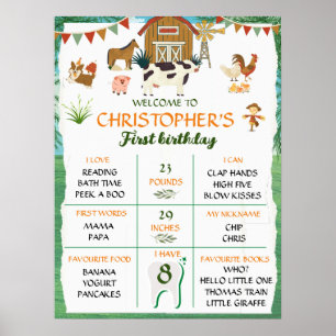 Farm first birthday poster