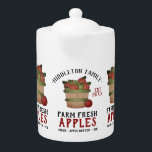Farm Fresh Apples<br><div class="desc">Rustic Farmhouse Teapot. Farm Fresh Apple - on a white background design ready for you to personalise. This teapot can be personalised with name and a est. date. Makes a wonderful housewarming gift, a Christmas gift, etc... 📌If you need further customisation, please click the "Click to Customise further" or "Customise...</div>