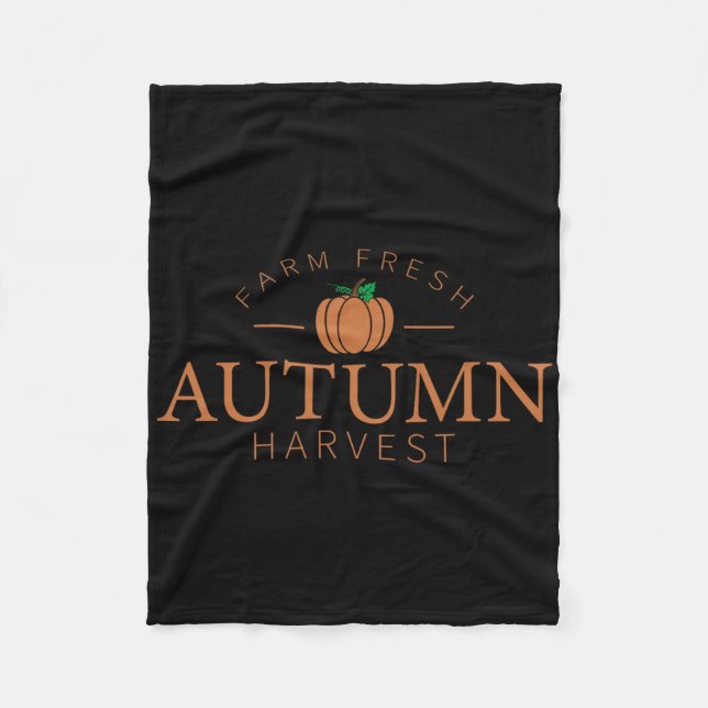Farm Fresh Autumn Harvest Cute Pumpkin Patch Fall  Fleece Blanket (Front)