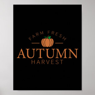 Farm Fresh Autumn Harvest Cute Pumpkin Patch Fall Poster