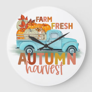 Farm Fresh Autumn Harvest Quote Large Clock