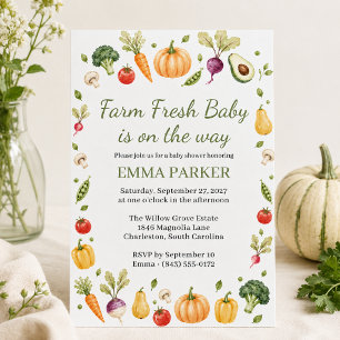 Farm Fresh Baby Vegetable Garden Baby Shower Invitation