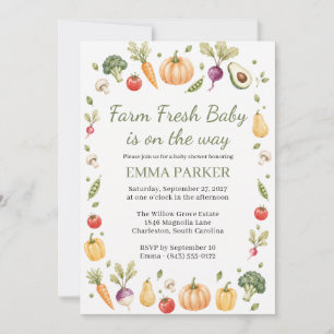 Farm Fresh Baby Vegetable Garden Baby Shower Invitation