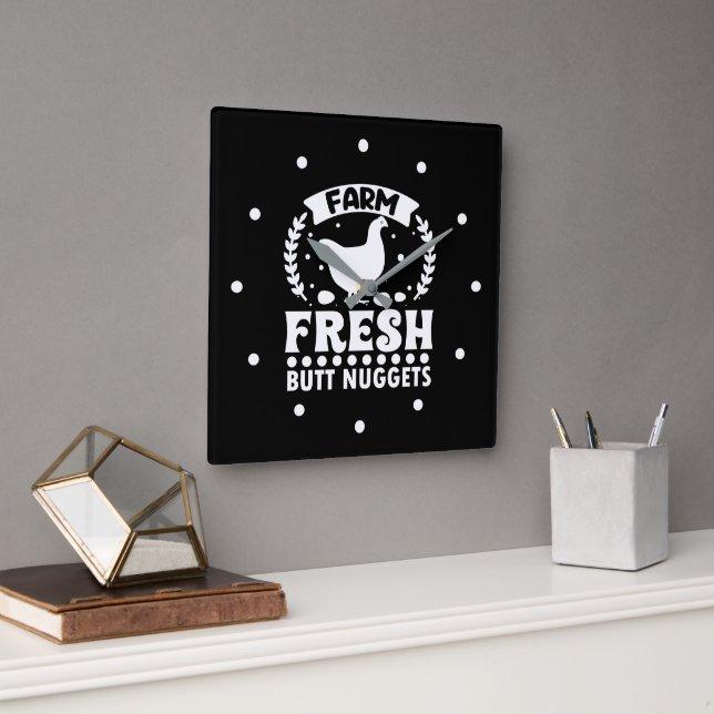 Farm Fresh Butt Nuggets Square Wall Clock (Office)