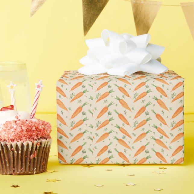 Farm-Fresh Carrot Herringbone Pattern Wrapping Paper (Birthday Party)