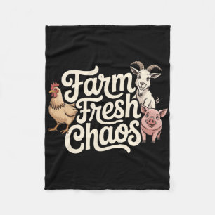 Farm Fresh Chaos Cute Homestead Rn Animals Humour  Fleece Blanket