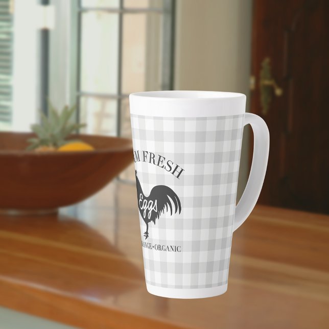 Farm Fresh Chicken Country Gingham Latte Mug (Creator Uploaded)