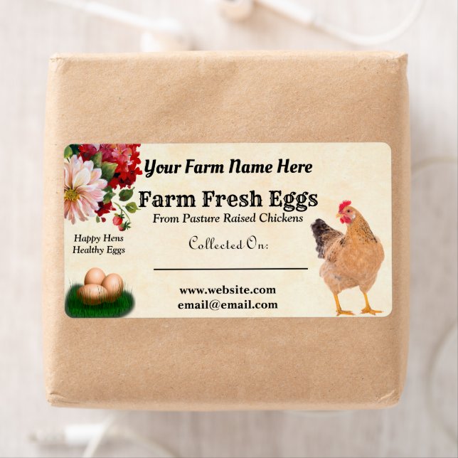 Farm Fresh Chicken Eggs Floral Brown Carton (Insitu)