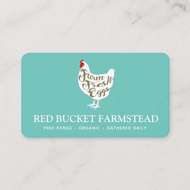 Farm Fresh Chicken Eggs Retro Business Card (Front)