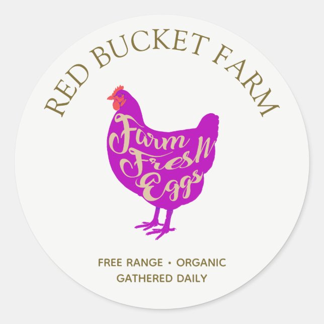 Farm Fresh Chicken Eggs Retro Classic Round Sticke Sticker (Front)
