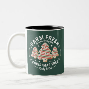 Farm Fresh Christmas Tree Cake Xmas Holiday Two-Tone Coffee Mug