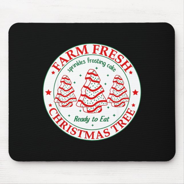 Farm Fresh Christmas Tree Cakes Retro Xmas Tree Fa Mouse Mat (Front)
