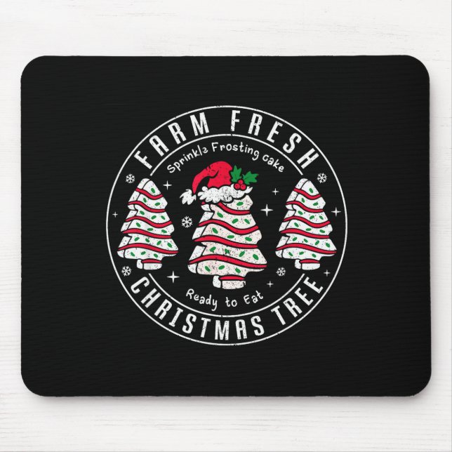 Farm Fresh Christmas Tree Cakes Retro Xmas Tree Fa Mouse Mat (Front)