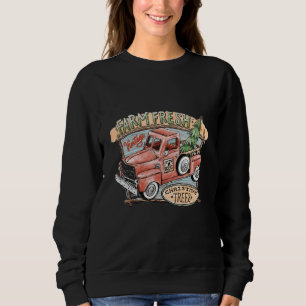 Farm Fresh Christmas Tree Vintage Truck Farm Graph Sweatshirt