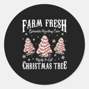 Farm Fresh Christmas Tree Xmas Debbie Cakes Family Classic Round Sticker