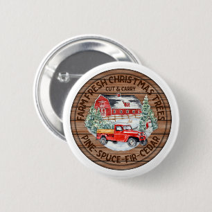 Farm Fresh Christmas Trees 6 Cm Round Badge