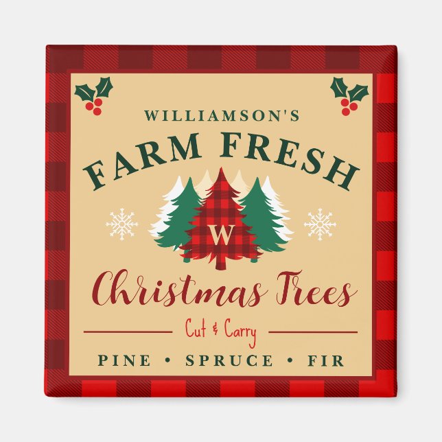 Farm Fresh Christmas Trees - Christmas pattern Magnet (Front)