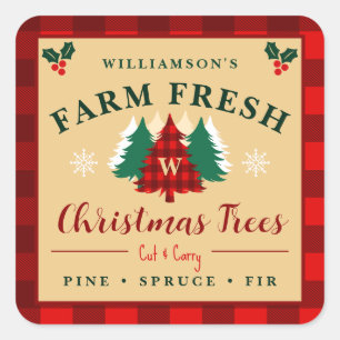 Farm Fresh Christmas Trees - Christmas pattern Square Sticker