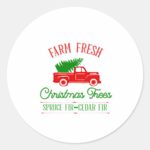 Farm fresh Christmas trees Classic Round Sticker