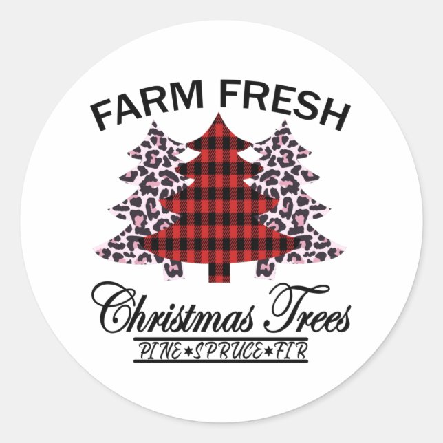 Farm Fresh Christmas Trees Classic Round Sticker (Front)