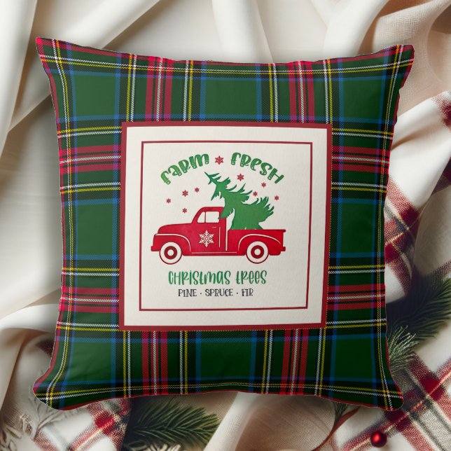 Farm Fresh Christmas Trees Classic Tartan Plaid Cushion (Creator Uploaded)