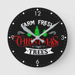 Farm Fresh Christmas Trees Design-54390 Round Clock
