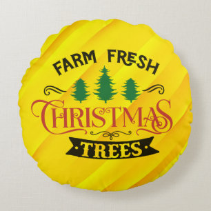 Farm Fresh Christmas Trees Design-54394 Round Cushion