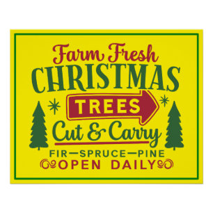 Farm Fresh Christmas Trees Holiday Design-64649 Poster