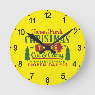 Farm Fresh Christmas Trees Holiday Design-64649 Round Clock
