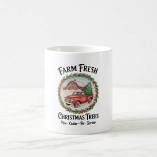 Farm Fresh Christmas Trees Old Red Truck Vintage Coffee Mug