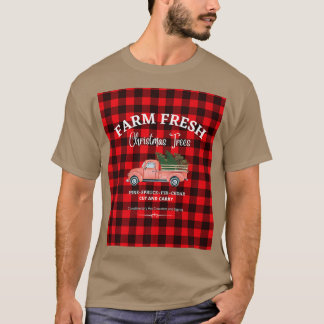 FARM FRESH CHRISTMAS TREES, OLD RED TRUCK, XMAS TR T-Shirt