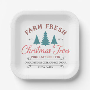 Farm Fresh Christmas Trees Paper Plate