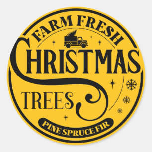 Farm Fresh Christmas trees Pine Spruce Fir Classic Round Sticker