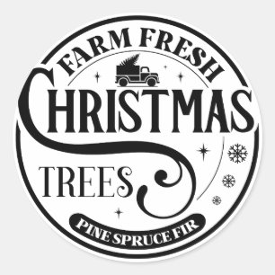 Farm Fresh Christmas trees Pine Spruce Fir Classic Round Sticker