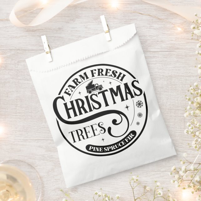 Farm Fresh Christmas trees Pine Spruce Fir Favour Bags (Clipped)