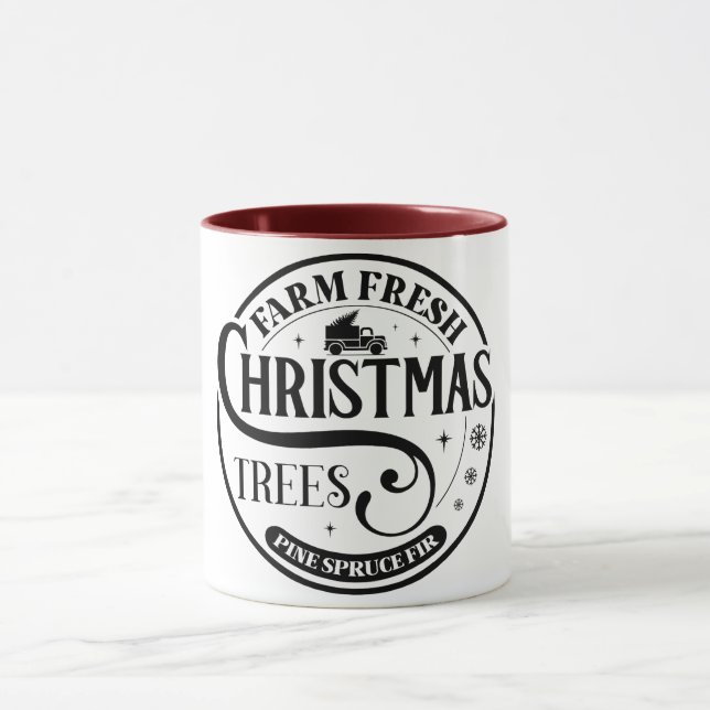 Farm Fresh Christmas trees Pine Spruce Fir Mug (Center)